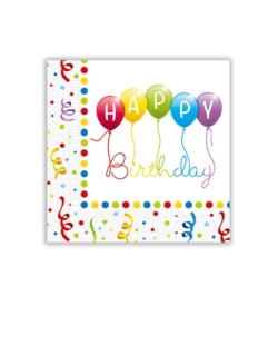 SERVILLETAS 33 X 33cm HAPPY BDAY STREAMERS