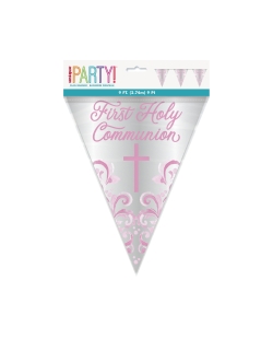 Banderin Comunion Cruz Rosa 274cm