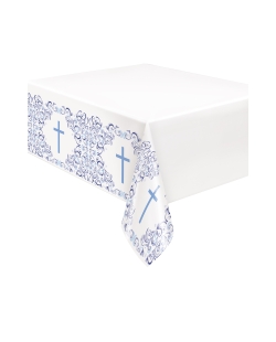 Mantel Plastico Comunion Cruz Azul 1,37 X 2,13m