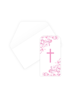 Tarjeta Comunion Cruz Rosa Para Dinero Y Sobre