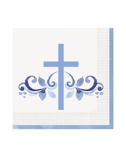 Servilletas 33X33cm Comunion Cruz Azul