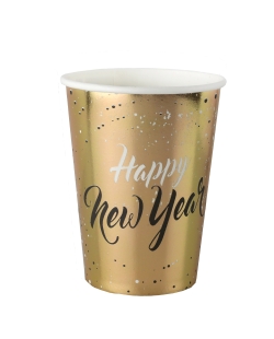 Vasos Happy New Year Oro 7.8X9.7cm 27cl Carton ***OFERTA DTO NO ACUMULABLE