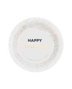 Platos Happy New Year Blanco 22.5cm Carton ***OFERTA DTO NO ACUMULABLE