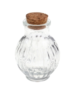 Tarro Redondo Relieve Transparente 5X6.5cm Vidrio Y Corcho ***OFERTA DTO NO ACUMULABLE