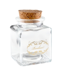 Tarro Cuadrado Bonheur 4 X 4 X 6cm Vidrio Y Corcho ***OFERTA DTO NO ACUMULABLE