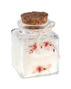 Tarro Vela Amor Floral 4 X 4 X 6cm Vidrio, Parafina Y Cordon ***OFERTA DTO NO ACUMULABLE