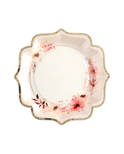 Platos Amor Floral Marfil 21X21cm Carton ***OFERTA DTO NO ACUMULABLE
