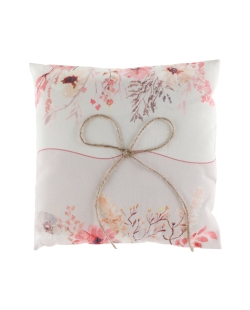 Cojin Anillos Amor Floral Marfil 18X18cm Algodon Y Cuerda ***OFERTA DTO NO ACUMULABLE