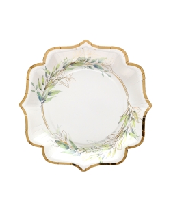 Platos Follaje Verde 21 X 21cm Carton ***OFERTA DTO NO ACUMULABLE