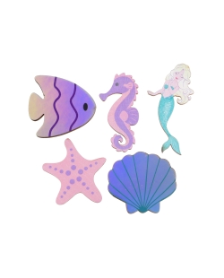 Deco Mesa Confeti Sirena Iridiscente 5 X 5 Y 4 X 7cm Madera ***OFERTA DTO NO ACUMULABLE