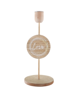 Candelabro Love Natural 10X23.5cm Metal Y Madera ***OFERTA DTO NO ACUMULABLE