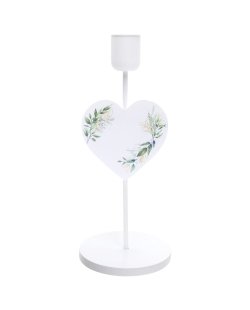Candelabro Corazon Follaje Verde 10 X 23.5cm Metal Y Madera ***OFERTA DTO NO ACUMULABLE