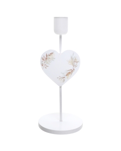 Candelabro Corazon Follaje Natural 10 X 23.5cm Metal Y Madera ***OFERTA DTO NO ACUMULABLE