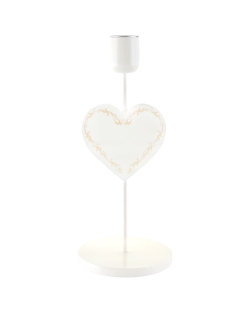 Portavelas Corazon Marfil 10 X 23.5cm Metal Y Madera ***OFERTA DTO NO ACUMULABLE