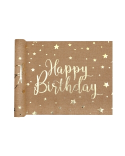 Camino Mesa Happy Bday Kraft 28cm X 3m Algodon ***OFERTA DTO NO ACUMULABLE
