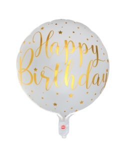 Globo Foil 45cm Happy Bday Blanco Helio 0.015 m3 ***OFERTA DTO NO ACUMULABLE