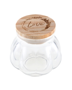 Tarro Love Transparente 5.5X5.5cm Vidrio Y Madera ***OFERTA DTO NO ACUMULABLE