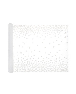 Camino Mesa Corazones Blanco 48cm x 3m Velo Poliester ***OFERTA DTO NO ACUMULABLE
