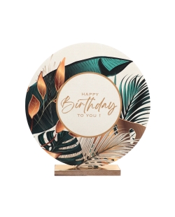 Centro Mesa Happy Bday Jungla 19.5 X 4 X 20.5cm Madera ***OFERTA DTO NO ACUMULABLE