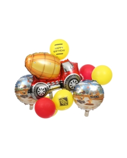 Kit Globos Foil Construccion 2 X 45cm, Forma 82 X 68cm, 5 Latex 30cm Y Cinta ***OFERTA DTO NO ACUMULABLE