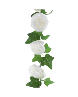 Guirnalda Rosas Blanco 85mm 180cm Poliester ***OFERTA DTO NO ACUMULABLE