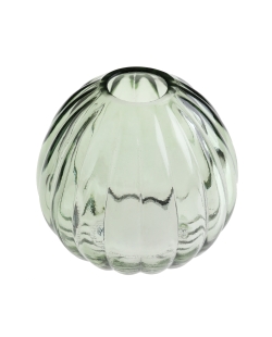 Jarron Redondo Relieve Eucalipto 8.5X7cm Vidrio ***OFERTA DTO NO ACUMULABLE