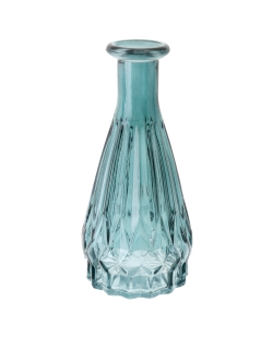 Jarron Redondo Relieve Azul 6.5X14.5cm Vidrio ***OFERTA DTO NO ACUMULABLE