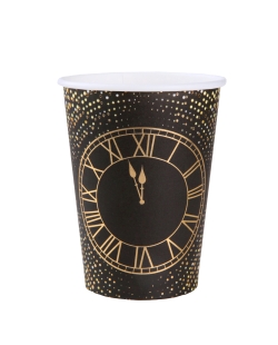 Vasos Reloj Año Nuevo Negro 7.8X9.7cm 27cl Carton ***OFERTA DTO NO ACUMULABLE