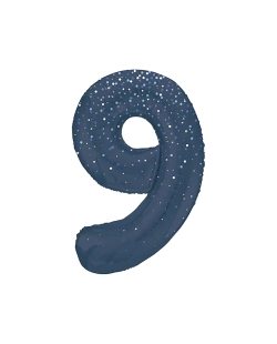 Forma Numero Glitz 9 Azul Prism. 86cm