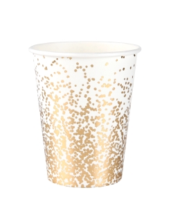 Vasos Confeti Oro Blanco 7.8X9.7cm 27cl Carton ***OFERTA DTO NO ACUMULABLE