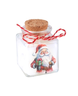 Vela Noel 4X4X6cm Vidrio. Parafina. Saten Y Corcho ***OFERTA DTO NO ACUMULABLE