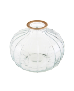 Jarron Redondo Relieve Transparente 10X9cm Vidrio ***OFERTA DTO NO ACUMULABLE