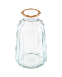 Jarron Conico Relieve Transparente 6.5X11cm Vidrio ***OFERTA DTO NO ACUMULABLE