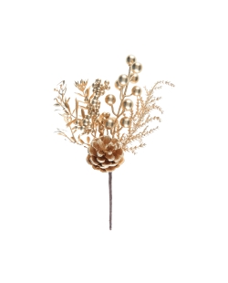 Decoracion Rama Piña Oro 11X23cm Plast. ***OFERTA DTO NO ACUMULABLE