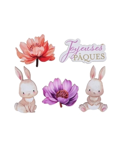 Deco Mesa Confeti Conejito 3 X 4.5 Y 5 X 4cm Madera ***OFERTA DTO NO ACUMULABLE