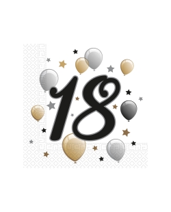 Servilletas 33 x 33cm 18 Años Oro/Negro 2Ply