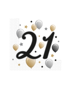 Servilletas 33 x 33cm 21 Años Oro/Negro 2Ply