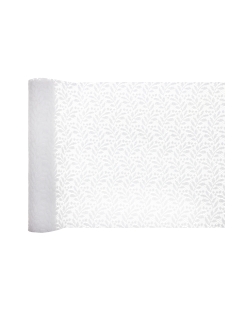 Camino Mesa Encaje Hojas Blanco 26cm x 3m Poliester ***OFERTA DTO NO ACUMULABLE