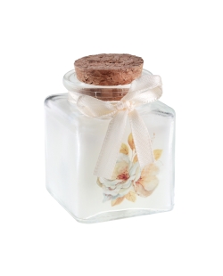 Tarro Vela Floral 4 X 4 X 6cm Vidrio, Parafina Y Poliester ***OFERTA DTO NO ACUMULABLE