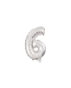 Globo Mini Auto-Inflable Numero: 6 Plata ***OFERTA DTO NO ACUMULABLE