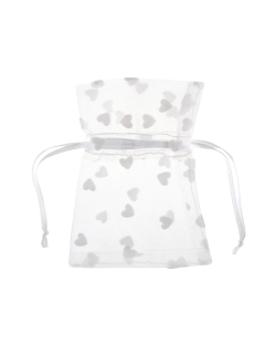 Bolsas Corazones Blanco 7.5 X 10cm Tul Poliester Y Saten ***OFERTA DTO NO ACUMULABLE