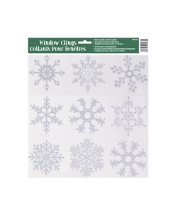 Deco Pegatinas Ventana Copos Nieve Destellos Plata
