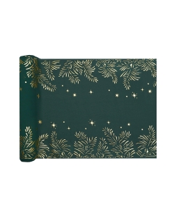 Camino Mesa Hojas Oro-Verde 27cm Poliester Crepe 2,5m***OFERTA DTO NO ACUMULABLE