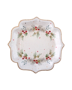 Plato Acebo Estrellado 21X21cm Carton ***OFERTA DTO NO ACUMULABLE