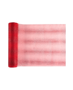 Camino Mesa Rayas Purpurina Rojo 28cm Poliester Organdi 5m***OFERTA DTO NO ACUMULABLE