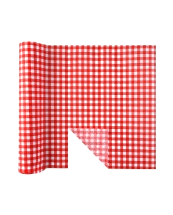 Camino Mesa Vichy Rojo 40cm Precrtdo Tela No Tej. Polipropileno  4,8m