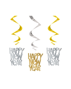 Deco Colgante Espiral H. New Year Oro Y Plata Foil 66cm