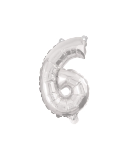 Globo Forma Numero 6 Plata 85cm