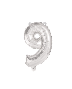 Globo Forma Numero 9 Plata 85cm