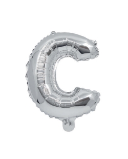 Globo Mini Auto-Inflable Letra: C Plata 32cm ***OFERTA DTO NO ACUMULABLE
